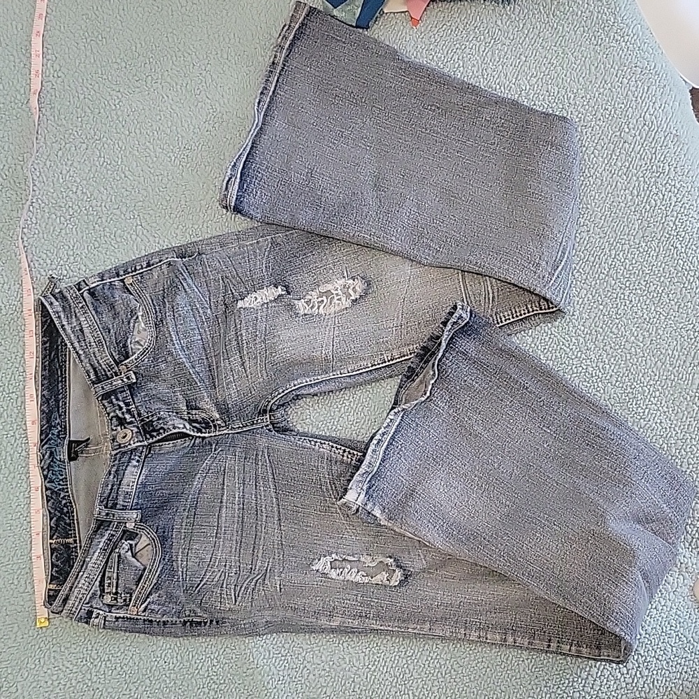 Ariya Distressed Gray Wide Leg Jeans